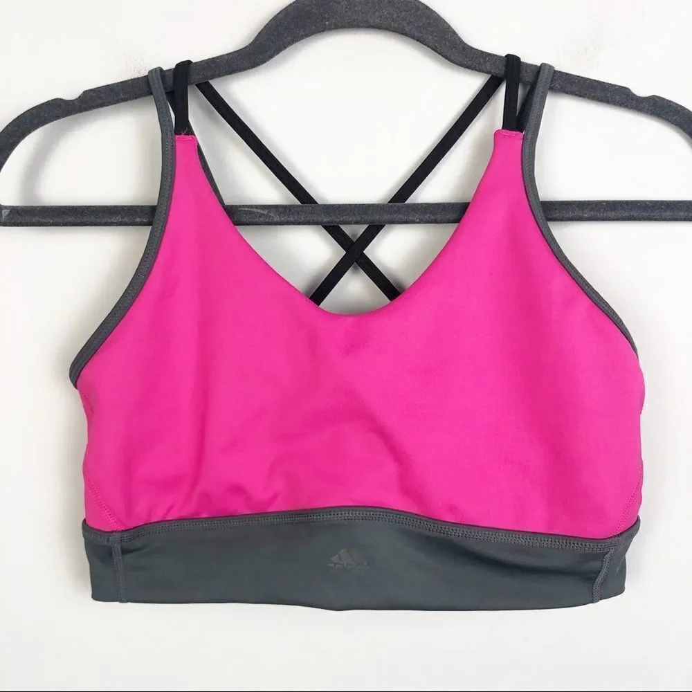ADIDAS | Strappy Light Support Sports Bra Hot Pink & Gray Women’s XL